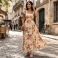 🌻Elegantní maxi šaty s květinovým potiskem a plisováním👗