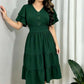 Women's V-Neck Flutter Sleeve Tiered Midi Dress