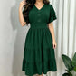 Women's V-Neck Flutter Sleeve Tiered Midi Dress