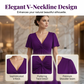 👗Elegantní šaty s výstřihem do V a krouceným předním dílem s kapsami💜