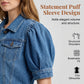Women's Puff Short Sleeve Cropped Denim Jacket