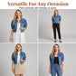 Women's Puff Short Sleeve Cropped Denim Jacket