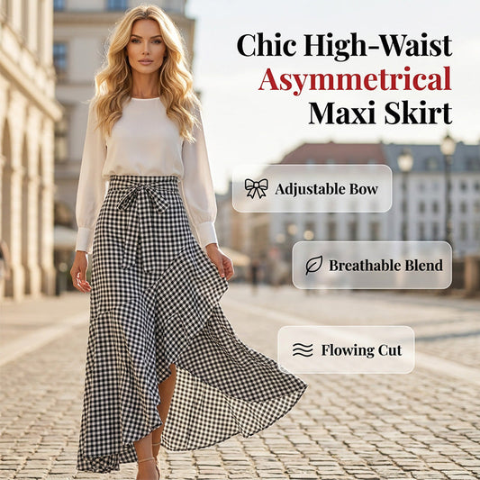 Women's High-Waist Asymmetrical Ruffle Maxi Skirt