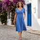 👗 Dámské dlouhé šaty s výstřihem do V a krátkými rukávy 🌸 Elegantní splývavý střih, pohodlný materiál a nenáročný styl pro každodenní nošení