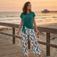 🔥Limited Time Promotion 50% OFF🔥🌿Women's Tie-Knot Top & Printed Wide-Leg Pants Set