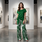 🔥Limited Time Promotion 50% OFF🔥🌿Women's Tie-Knot Top & Printed Wide-Leg Pants Set