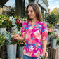👚Dámské letní květinové tričko s nabíranými rukávy🌹🌈