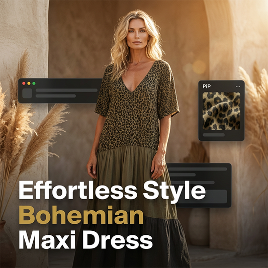 ☀️Bohemické šaty s leopardím vzorem a vrstveným maxi střihem👗