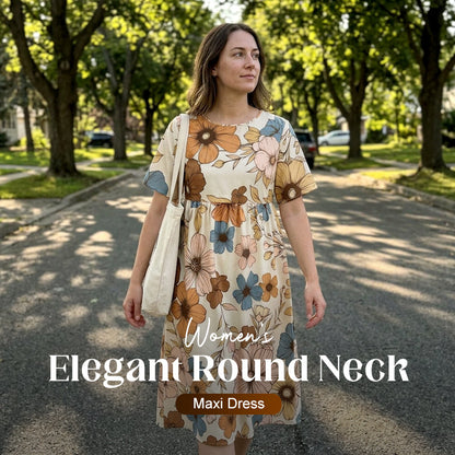 👗Dámské elegantní šaty s kulatým výstřihem a maxi délkou💥