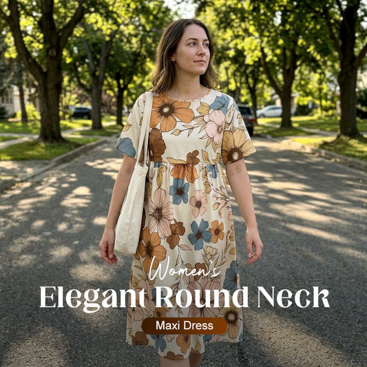 👗Dámské elegantní šaty s kulatým výstřihem a maxi délkou💥