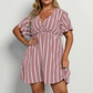 👗Šaty s vertikálními pruhy a V-výstřihem pro větší velikosti – štíhlé, splývavé, elegantní 🌟