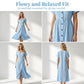 💙Dámské midi šaty z míchané tkaniny s knoflíky👗