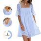 Women's Square Neck Smocked Dress
