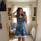 Women's Faux Two-Piece Denim Print Dress