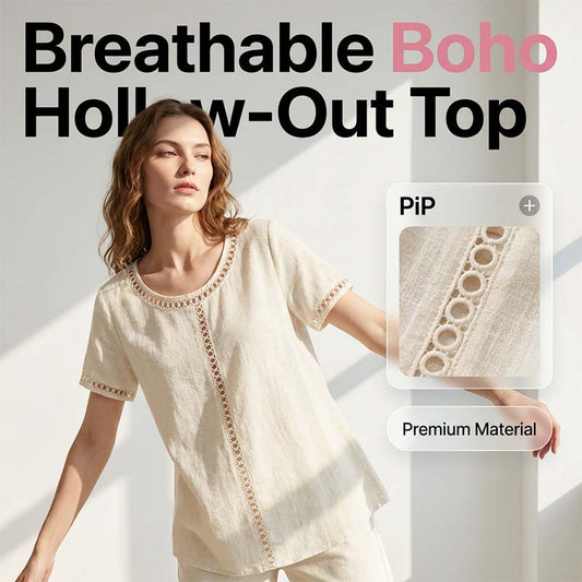 👚Dámské ležérní top v bohémském stylu s prořezávaným vzorem☁️