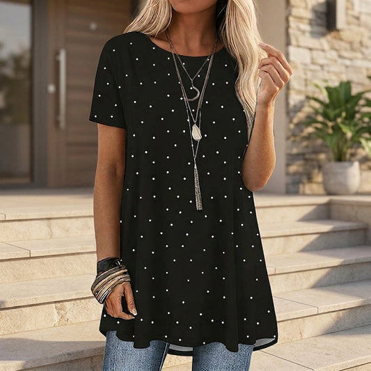 💥✨Časově omezená nabídka s 49% slevou - 👚Dámské volnočasové tuniky s puntíky