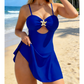 🏖️Dámské plavkové šaty s výstřihem a hvězdicovým detailem☀️