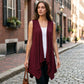 Women's Casual Sleeveless Draped Cardigan