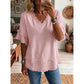 👚✨ Stylové tričko s výstřihem do V – prodyšné, volný střih, ideální na letní dny!