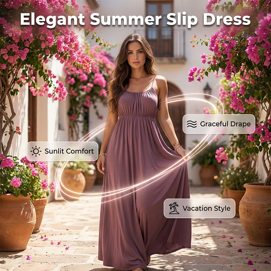 👗 Elegantní letní slipové šaty – francouzská inspirace – nastavitelný pásek – prodyšný materiál – velikosti S-5XL – ideální na dovolenou