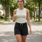 🩳 Dámské Elastické Šortky s Kapsami | Utility Styl | Khaki & Černá | S–3XL | Letní Must-Have