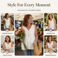 Women's Sleeveless V-Neck Pleated Tank Top