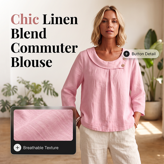 🌿 Dámská Lněná Halenka s Ozdobnými Knoflíky | 3/4 Rukáv | Volný Střih | 4 Barvy | S–2XL ✨