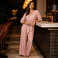 🌸 Dámský Set: V-Výstřih Top se Stuhou + Palazzo Kalhoty | 5 Barev | S–3XL | Elegantní & Pohodlné ✨