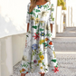 👗🌸Dámské elegantní květinové šaty s kulatým výstřihem a dlouhým rukávem