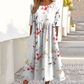 👗🌸Dámské elegantní květinové šaty s kulatým výstřihem a dlouhým rukávem