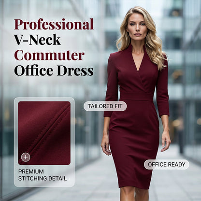 Stojací límec, V-výstřih, bodycon šaty