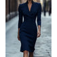 Stojací límec, V-výstřih, bodycon šaty