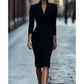 Stojací límec, V-výstřih, bodycon šaty
