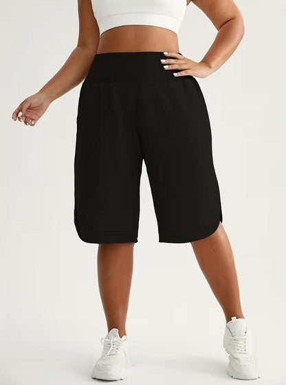 👩‍🦱🩳 Plus Size Vysoký Pas Bermuda Šortky – volný střih, rozparkované nohavice, s kapsami. 50% SLEVA! 🔥