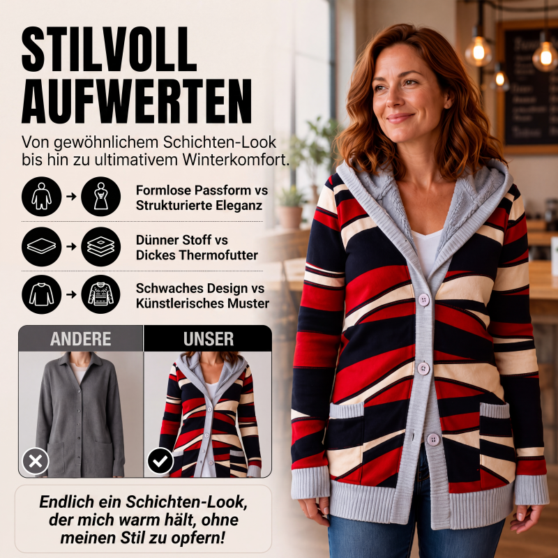📢📢50%Rabatt!!!🎉✨Strickcardigan mit Kapuze und Plüschfutter für Damen