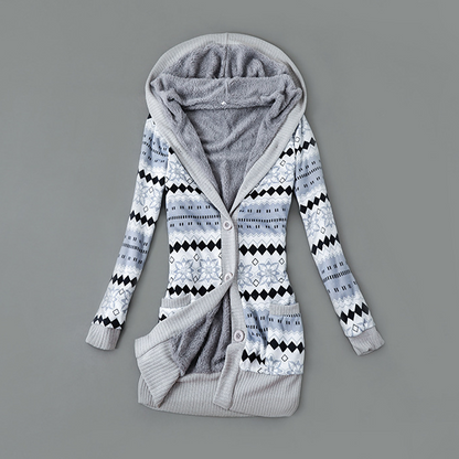 📢📢50%Rabatt!!!🎉✨Strickcardigan mit Kapuze und Plüschfutter für Damen