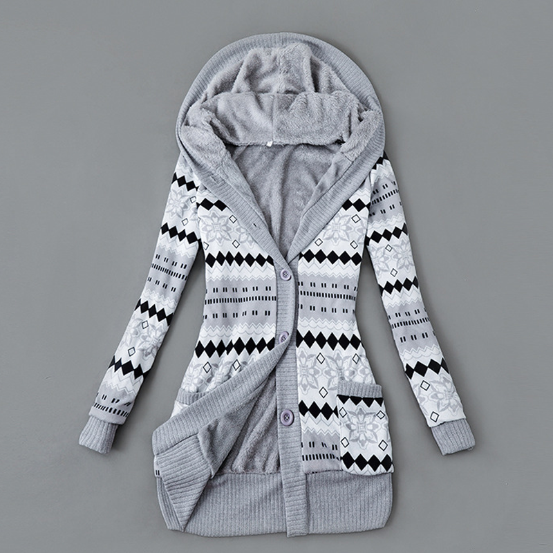 📢📢50%Rabatt!!!🎉✨Strickcardigan mit Kapuze und Plüschfutter für Damen