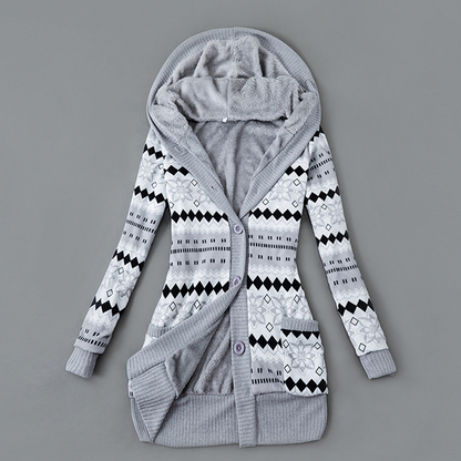 📢📢50%Rabatt!!!🎉✨Strickcardigan mit Kapuze und Plüschfutter für Damen