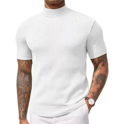 Legere Slim-Fit Herren-T-Shirts mit Stehkragen