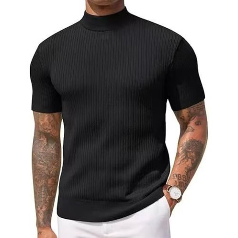 Legere Slim-Fit Herren-T-Shirts mit Stehkragen