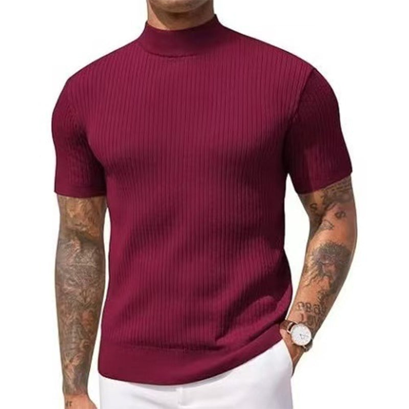 Legere Slim-Fit Herren-T-Shirts mit Stehkragen