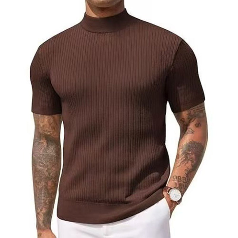 Legere Slim-Fit Herren-T-Shirts mit Stehkragen