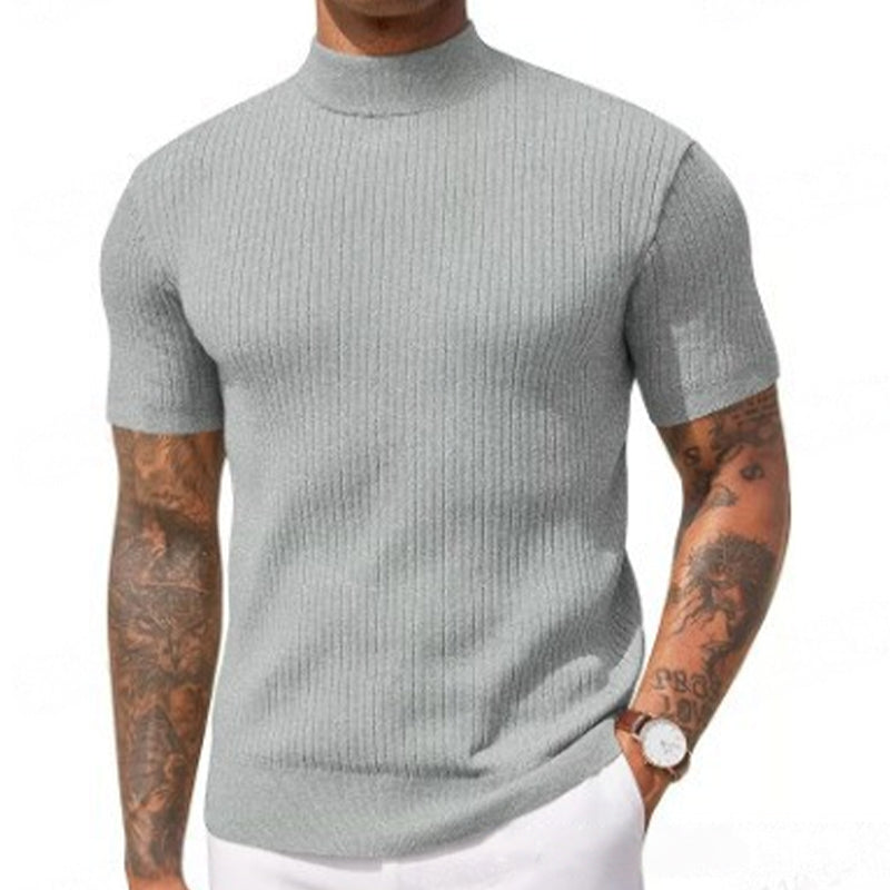 Legere Slim-Fit Herren-T-Shirts mit Stehkragen