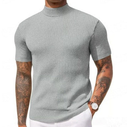 Legere Slim-Fit Herren-T-Shirts mit Stehkragen