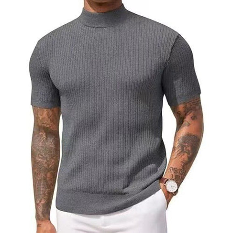 Legere Slim-Fit Herren-T-Shirts mit Stehkragen