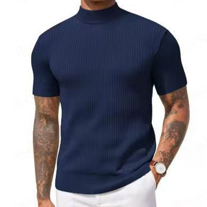 Legere Slim-Fit Herren-T-Shirts mit Stehkragen