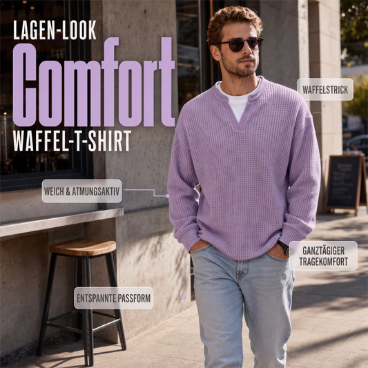 ✨ 50 % RABATT – Damen Waffel-T-Shirt im Layer-Look | Bequemer Alltagsstil mit eleganter Struktur 👚 3