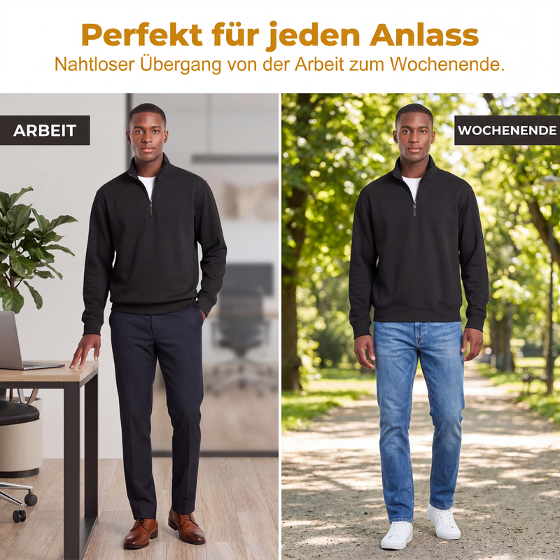 Herren-Troyer mit Stehkragen und Rippstruktur