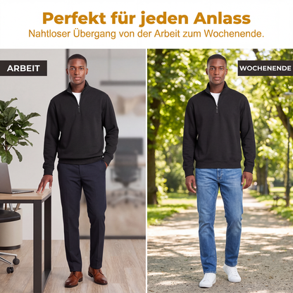 Herren-Troyer mit Stehkragen und Rippstruktur
