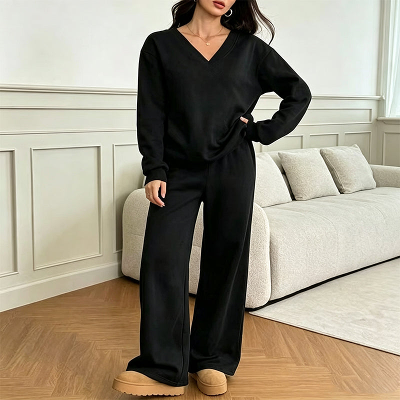 ✨Neu Eingetroffen! Schulterfreies Sweatshirt- und Hose-Set für Damen